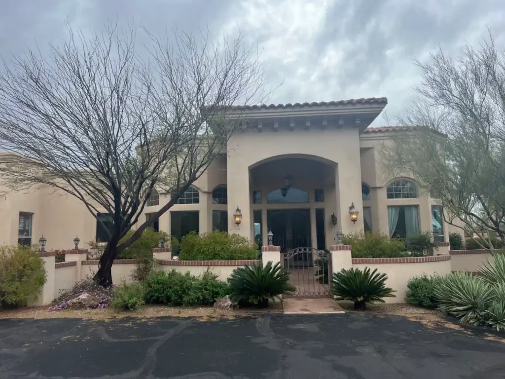 Exterior view of a modern residential property enhanced with synthetic stucco siding, illustrating the use of synthetic stucco in modern architecture